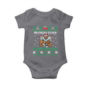 Ugly Christmas Sweater Beaver Ice Hockey Goalie Baby Onesie No Pucks Given TS12 Charcoal Print Your Wear