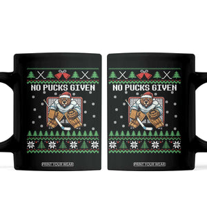 Ugly Christmas Sweater Beaver Ice Hockey Goalie Coffee Mug No Pucks Given TS12 Black Print Your Wear