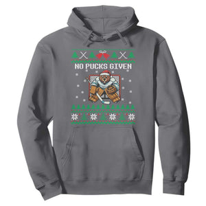 Ugly Christmas Sweater Beaver Ice Hockey Goalie Hoodie No Pucks Given TS12 Charcoal Print Your Wear