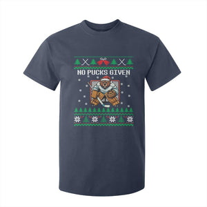 Ugly Christmas Sweater Beaver Ice Hockey Goalie T Shirt For Kid No Pucks Given TS12 Navy Print Your Wear