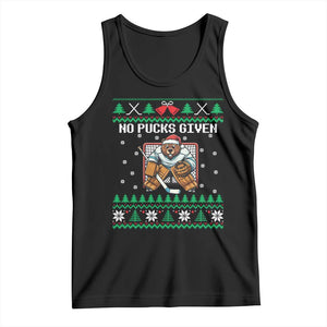 Ugly Christmas Sweater Beaver Ice Hockey Goalie Tank Top No Pucks Given TS12 Black Print Your Wear