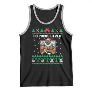 Ugly Christmas Sweater Beaver Ice Hockey Goalie Tank Top No Pucks Given TS12 Black Athletic Heather Print Your Wear