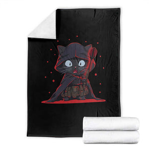 Funny Cat Vader Kitten Playing Darts Throw Blanket Space Scifi Dartist Gift TS12 Black Print Your Wear