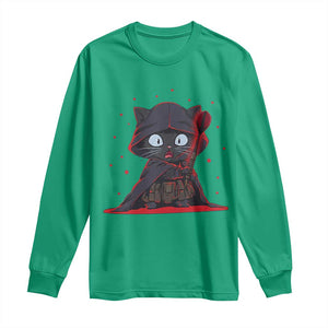 Funny Cat Vader Kitten Playing Darts Long Sleeve Shirt Space Scifi Dartist Gift TS12 Irish Green Print Your Wear