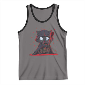 Funny Cat Vader Kitten Playing Darts Tank Top Space Scifi Dartist Gift TS12 Deep Heather Black Print Your Wear