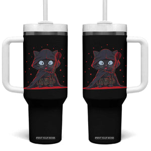 Funny Cat Vader Kitten Playing Darts Tumbler With Handle Space Scifi Dartist Gift TS12 One Size: 40 oz Black Print Your Wear