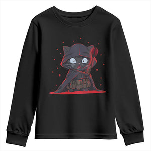 Funny Cat Vader Kitten Playing Darts Youth Sweatshirt Space Scifi Dartist Gift TS12 Black Print Your Wear