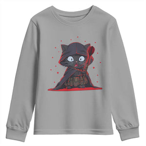 Funny Cat Vader Kitten Playing Darts Youth Sweatshirt Space Scifi Dartist Gift TS12 Sport Gray Print Your Wear