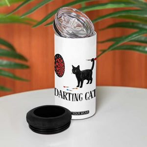 Funny Black Cat Darts Player 4 in 1 Can Cooler Tumbler Darting Cat Dartist Gift TS12 Print Your Wear