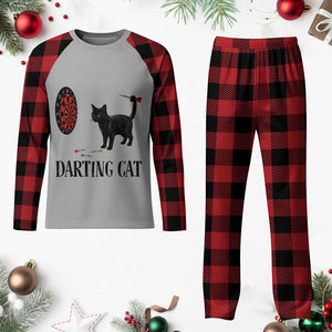 Funny Black Cat Darts Player Plaid Pajama Set Darting Cat Dartist Gift TS12 Buffalo Plaid Print Your Wear