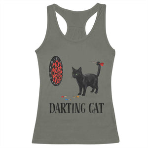 Funny Black Cat Darts Player Racerback Tank Top Darting Cat Dartist Gift TS12 Military Green Print Your Wear