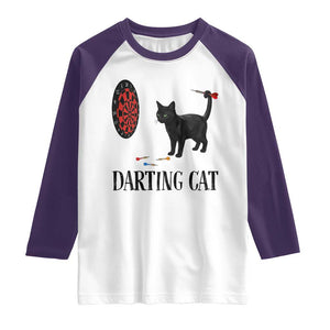 Funny Black Cat Darts Player Raglan Shirt Darting Cat Dartist Gift TS12 White Purple Print Your Wear