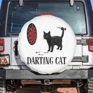 Funny Black Cat Darts Player Spare Tire Cover Darting Cat Dartist Gift TS12 No hole White Print Your Wear