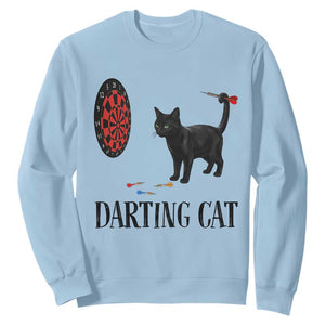 Funny Black Cat Darts Player Sweatshirt Darting Cat Dartist Gift TS12 Light Blue Print Your Wear
