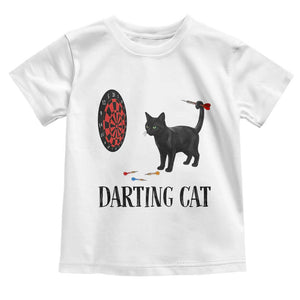 Funny Black Cat Darts Player Toddler T Shirt Darting Cat Dartist Gift TS12 White Print Your Wear