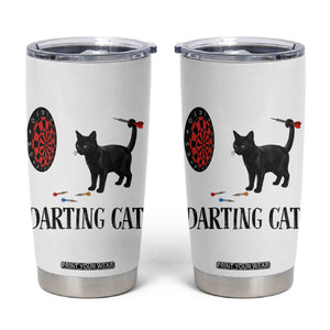 Funny Black Cat Darts Player Tumbler Cup Darting Cat Dartist Gift TS12 White Print Your Wear