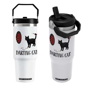 Funny Black Cat Darts Player Flip Straw Tumbler Darting Cat Dartist Gift TS12 One Size: 30 oz White Print Your Wear