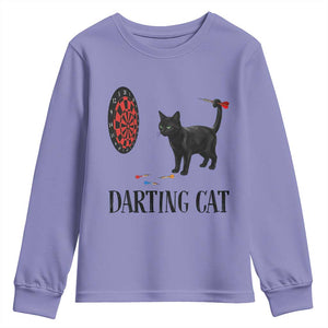 Funny Black Cat Darts Player Youth Sweatshirt Darting Cat Dartist Gift TS12 Violet Print Your Wear