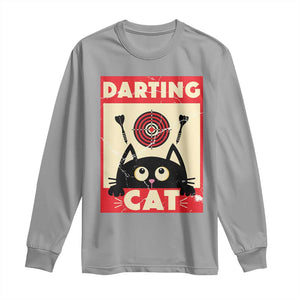 Black Cat Dart Thrower Long Sleeve Shirt Cat Lover Dartist Gift TS12 Sport Gray Print Your Wear
