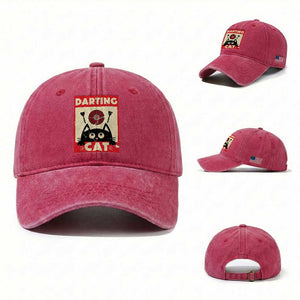 Black Cat Dart Thrower Washed Cotton Baseball Cap Cat Lover Dartist Gift TS12 Washed Cap Universal Fit Red Print Your Wear