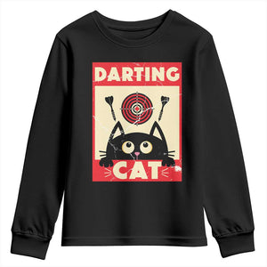 Black Cat Dart Thrower Youth Sweatshirt Cat Lover Dartist Gift TS12 Black Print Your Wear
