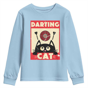 Black Cat Dart Thrower Youth Sweatshirt Cat Lover Dartist Gift TS12 Light Blue Print Your Wear