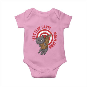 Funny Cat Darts Lover Baby Onesie Lets Play Darts Right Meow TS12 Light Pink Print Your Wear