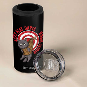 Funny Cat Darts Lover 4 in 1 Can Cooler Tumbler Lets Play Darts Right Meow TS12 Print Your Wear