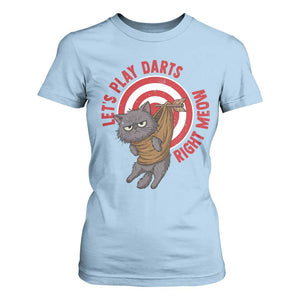 Funny Cat Darts Lover T Shirt For Women Lets Play Darts Right Meow TS12 Light Blue Print Your Wear