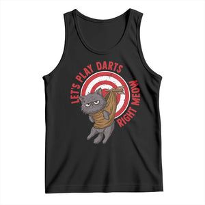 Funny Cat Darts Lover Tank Top Lets Play Darts Right Meow TS12 Black Print Your Wear