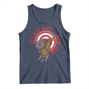 Funny Cat Darts Lover Tank Top Lets Play Darts Right Meow TS12 Navy Print Your Wear