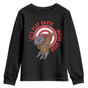 Funny Cat Darts Lover Youth Sweatshirt Lets Play Darts Right Meow TS12 Black Print Your Wear