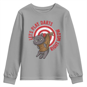 Funny Cat Darts Lover Youth Sweatshirt Lets Play Darts Right Meow TS12 Sport Gray Print Your Wear