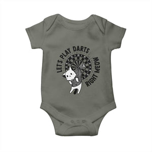 Lets Play Darts Right Meow Baby Onesie Cute Cat Dart Player Pub Game Gift TS12 Military Green Print Your Wear