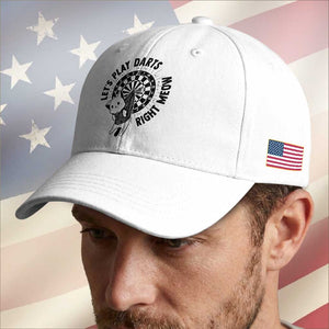 Lets Play Darts Right Meow Baseball Cap Cute Cat Dart Player Pub Game Gift TS12 Print Your Wear