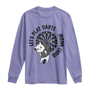 Lets Play Darts Right Meow Long Sleeve Shirt Cute Cat Dart Player Pub Game Gift TS12 Violet Print Your Wear