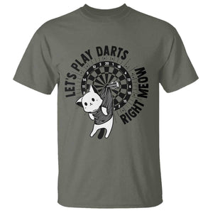 Lets Play Darts Right Meow T Shirt Cute Cat Dart Player Pub Game Gift TS12 Military Green Print Your Wear