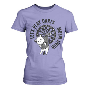 Lets Play Darts Right Meow T Shirt For Women Cute Cat Dart Player Pub Game Gift TS12 Violet Print Your Wear
