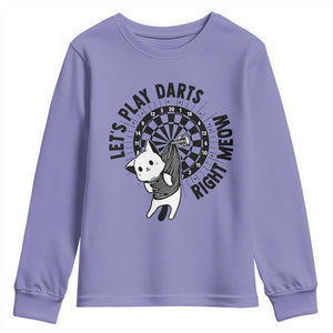Lets Play Darts Right Meow Youth Sweatshirt Cute Cat Dart Player Pub Game Gift TS12 Violet Print Your Wear