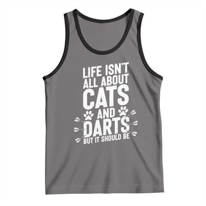 Life Is Not All Cats And Darts But It Should Be Tank Top Cat Lover Dartist Gift TS12 Deep Heather Black Print Your Wear