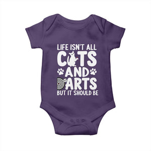 Life Is Not All Cats And Darts But It Should Be Baby Onesie Funny Dartist Gift TS12 Purple Print Your Wear