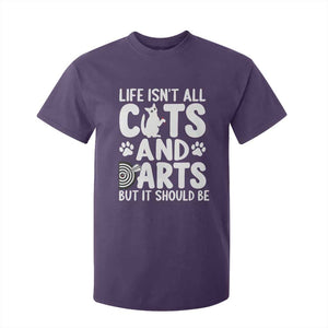 Life Is Not All Cats And Darts But It Should Be T Shirt For Kid Funny Dartist Gift TS12 Purple Print Your Wear