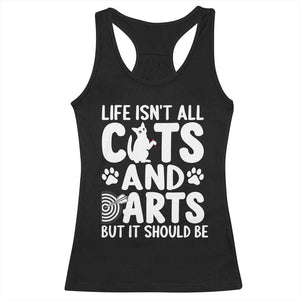 Life Is Not All Cats And Darts But It Should Be Racerback Tank Top Funny Dartist Gift TS12 Black Print Your Wear
