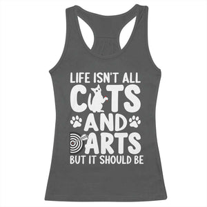 Life Is Not All Cats And Darts But It Should Be Racerback Tank Top Funny Dartist Gift TS12 Dark Heather Print Your Wear