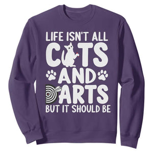Life Is Not All Cats And Darts But It Should Be Sweatshirt Funny Dartist Gift TS12 Purple Print Your Wear