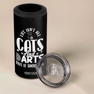 Kitty Lover Dartist Gift 4 in 1 Can Cooler Tumbler Life Should Be Cats And Darts TS12 Print Your Wear