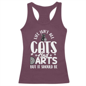 Kitty Lover Dartist Gift Racerback Tank Top Life Should Be Cats And Darts TS12 Maroon Print Your Wear