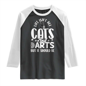 Kitty Lover Dartist Gift Raglan Shirt Life Should Be Cats And Darts TS12 Black White Print Your Wear
