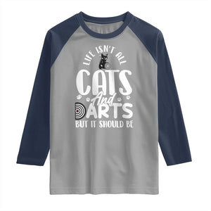 Kitty Lover Dartist Gift Raglan Shirt Life Should Be Cats And Darts TS12 Sport Gray Navy Print Your Wear