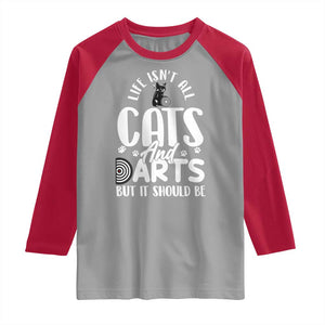 Kitty Lover Dartist Gift Raglan Shirt Life Should Be Cats And Darts TS12 Sport Gray Red Print Your Wear